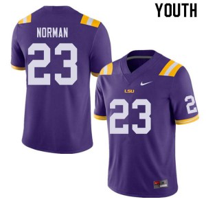 #23 Corren Norman Louisiana State Tigers Youth Stitch Jerseys Purple