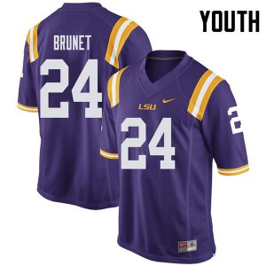 #24 Colby Brunet Louisiana State Tigers Youth Stitched Jerseys Purple