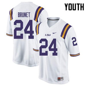 #24 Colby Brunet LSU Youth NCAA Jersey White