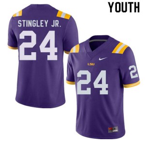 #24 Derek Stingley Jr. Tigers Youth Football Jerseys Purple