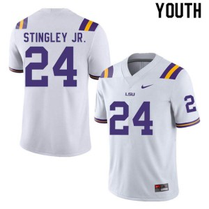 #24 Derek Stingley Jr. LSU Tigers Youth High School Jerseys White
