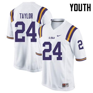 #24 Tyler Taylor Louisiana State Tigers Youth Alumni Jerseys White