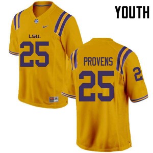 #25 Tae Provens LSU Tigers Youth Stitch Jerseys Gold