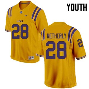 #28 Mannie Netherly Tigers Youth NCAA Jersey Gold