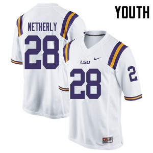 #28 Mannie Netherly LSU Tigers Youth Player Jerseys White