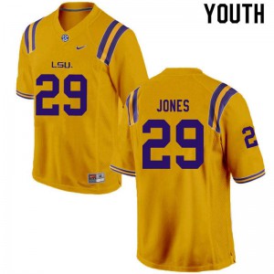 #29 Raydarious Jones LSU Youth Embroidery Jersey Gold