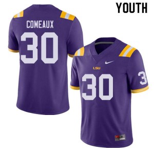 #30 Cade Comeaux LSU Tigers Youth Stitch Jersey Purple
