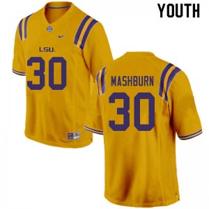 #30 Jack Mashburn LSU Youth Football Jerseys Gold