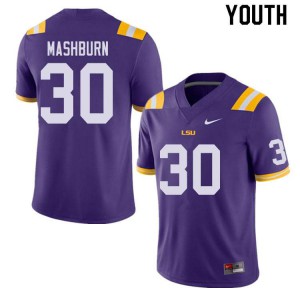 #30 Jack Mashburn LSU Youth Football Jerseys Purple