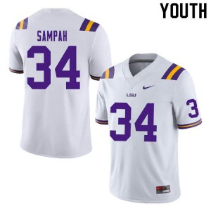 #34 Antoine Sampah LSU Youth Stitch Jerseys White
