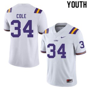 #34 Lloyd Cole LSU Tigers Youth Football Jersey White