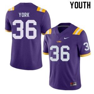#36 Cade York Tigers Youth College Jerseys Purple