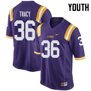 #36 Cole Tracy Tigers Youth Stitch Jerseys Purple