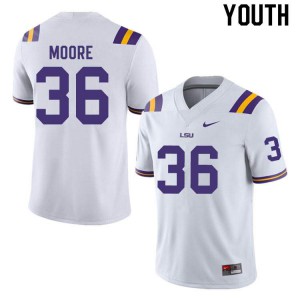 #36 Derian Moore Tigers Youth Embroidery Jerseys White