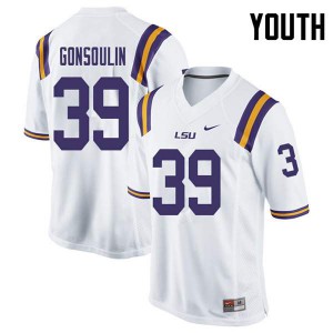 #39 Jack Gonsoulin LSU Tigers Youth NCAA Jersey White
