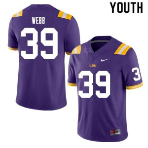 #39 Phillip Webb Tigers Youth Stitch Jerseys Purple