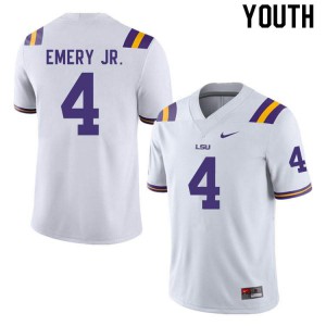 #4 John Emery Jr. Louisiana State Tigers Youth Football Jersey White
