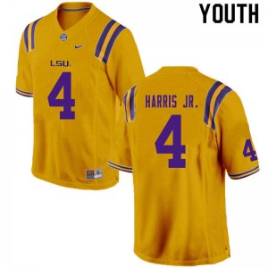 #4 Todd Harris Jr. LSU Youth Embroidery Jersey Gold