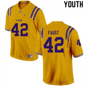 #42 Hunter Faust Tigers Youth NCAA Jerseys Gold