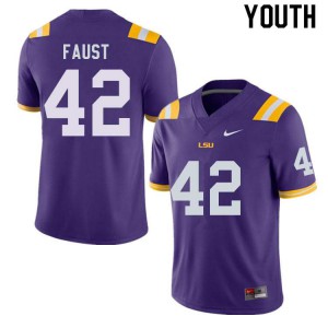 #42 Hunter Faust Louisiana State Tigers Youth High School Jerseys Purple