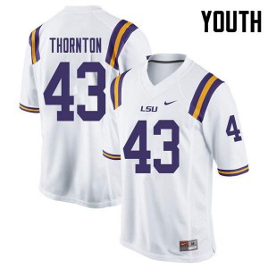 #43 Ray Thornton LSU Tigers Youth Embroidery Jersey White