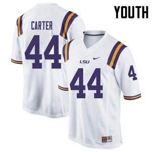 #44 Tory Carter Louisiana State Tigers Youth Football Jersey White