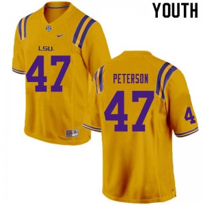 #47 Max Peterson LSU Tigers Youth University Jerseys Gold