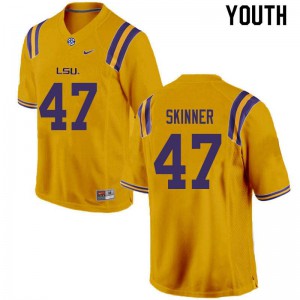 #47 Quentin Skinner LSU Tigers Youth Embroidery Jersey Gold