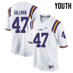 #47 Trey Gallman LSU Youth NCAA Jerseys White