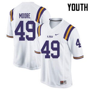 #49 Travez Moore LSU Youth Embroidery Jerseys White