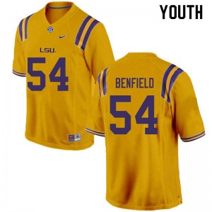 #54 Aaron Benfield LSU Tigers Youth University Jersey Gold