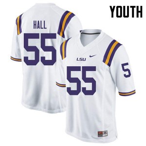#55 Kody Hall Louisiana State Tigers Youth Stitched Jersey White