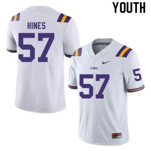 #57 Chasen Hines Louisiana State Tigers Youth Football Jersey White