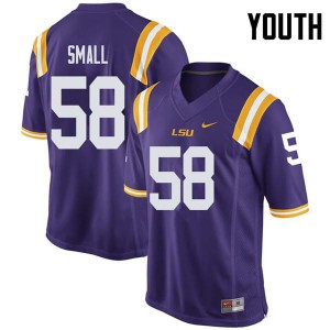 #58 Jared Small LSU Tigers Youth Player Jersey Purple