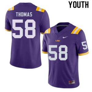 #58 Kardell Thomas LSU Youth Stitched Jerseys Purple