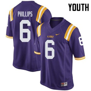 #6 Jacob Phillips Tigers Youth NCAA Jerseys Purple