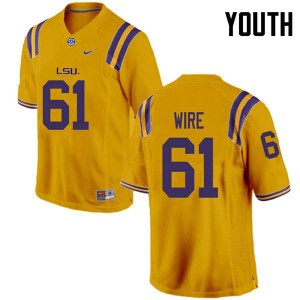 #61 Cameron Wire LSU Youth Player Jersey Gold