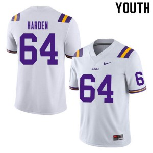#64 Austin Harden LSU Tigers Youth Official Jersey White
