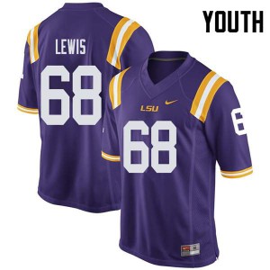 #68 Damien Lewis LSU Youth Stitched Jersey Purple