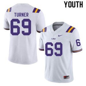 #69 Charles Turner LSU Tigers Youth Alumni Jersey White