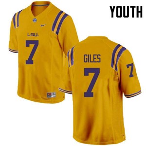 #7 Jonathan Giles LSU Tigers Youth NCAA Jerseys Gold