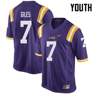#7 Jonathan Giles LSU Youth NCAA Jerseys Purple