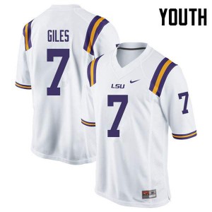 #7 Jonathan Giles LSU Youth Stitch Jerseys White