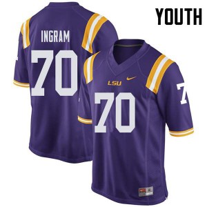 #70 Ed Ingram LSU Tigers Youth High School Jersey Purple