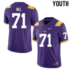 #71 Xavier Hill LSU Tigers Youth Stitched Jerseys Purple