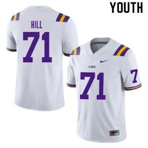 #71 Xavier Hill Tigers Youth Player Jersey White