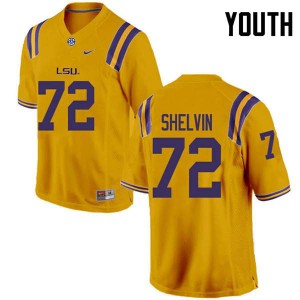 #72 Tyler Shelvin Tigers Youth Embroidery Jersey Gold