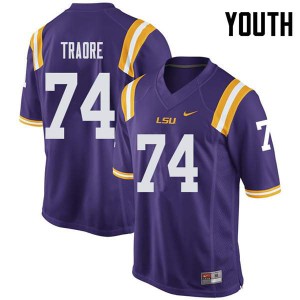 #74 Badara Traore LSU Youth Stitched Jerseys Purple