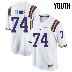 #74 Badara Traore LSU Tigers Youth College Jerseys White
