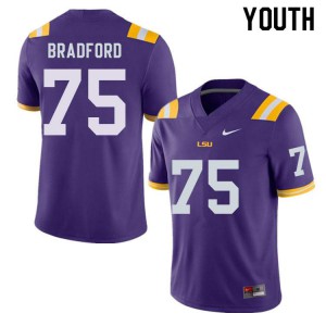 #75 Anthony Bradford LSU Tigers Youth Stitch Jerseys Purple